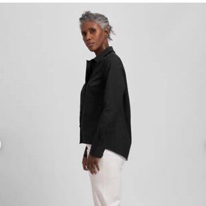 NWT Universal Standard Canna Hi-Lo Button Down Shirt in Black, US M (18-20)